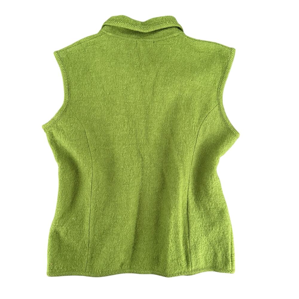 Vintage Lisa International Olive Green Boiled Wool Sweater Vest Zip Up XL - Picture 8 of 8